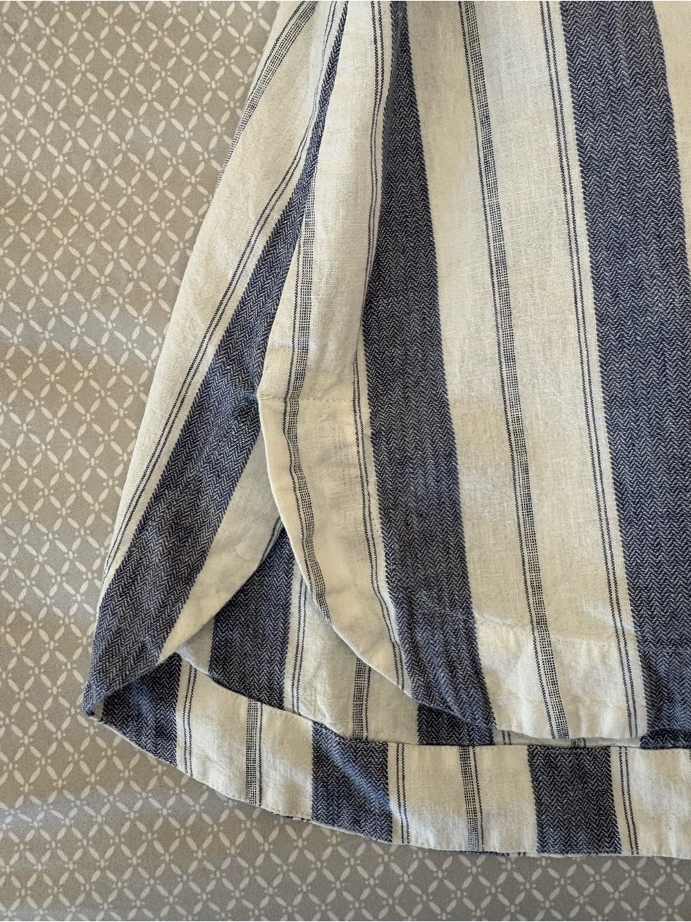 Small Madewell Blue White Herringbone Striped Linen Blend Sleeveless Shirt - Picture 6 of 15